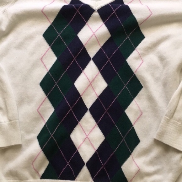 SOLD!! 🛍Tommy Hilfiger Argyle V-Neck Sweater Sz L - Picture 2 of 7